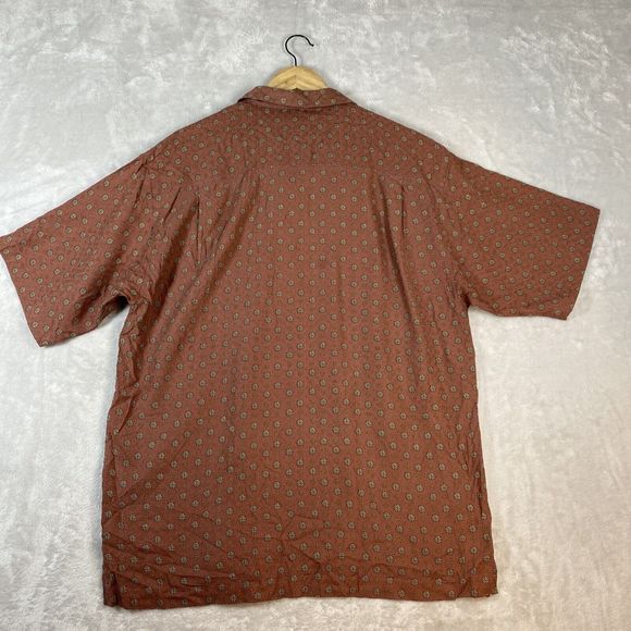 Tommy Bahama Shirt Mens Medium Maroon Hawaiian Silk Camp Casual Beach Button Up - Picture 7 of 8